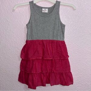 Hanna Andersson Gray and Pink Tiered Kids Casual Dress